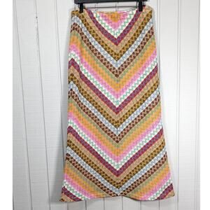 Sam TY Retro Boho Multi-Color Colorful Striped Knit Maxi Long Skirt Size Large